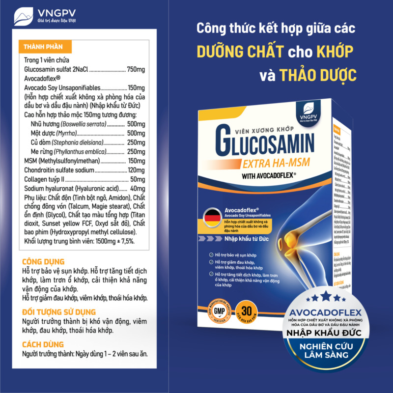 Viên xương khớp GLUCOSAMIN EXTRA HA-MSM WITH AVOCADOFLEX